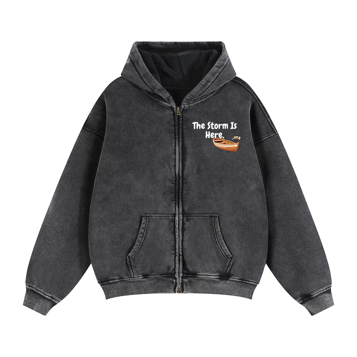 Zip-Through Boxy Fleece Hoodie