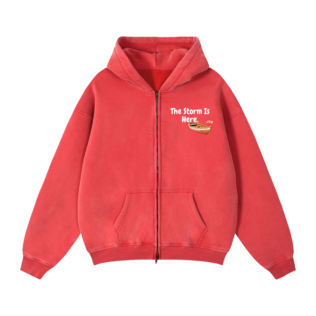 Zip-Through Boxy Fleece Hoodie